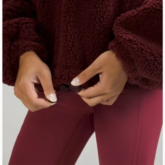 Lululemon Cinchable Fleece Zip-Up Size 8 maroon burgundy - Picture 5 of 7